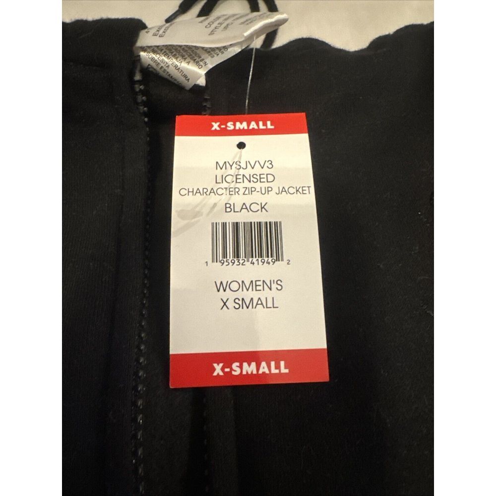 Disney Hoodie Jacket Women's Size XS‎ Black Full Zip Mickey & Minnie Patches NEW - Picture 7 of 9